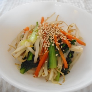 小松菜、えのき、もやしの中華サラダ